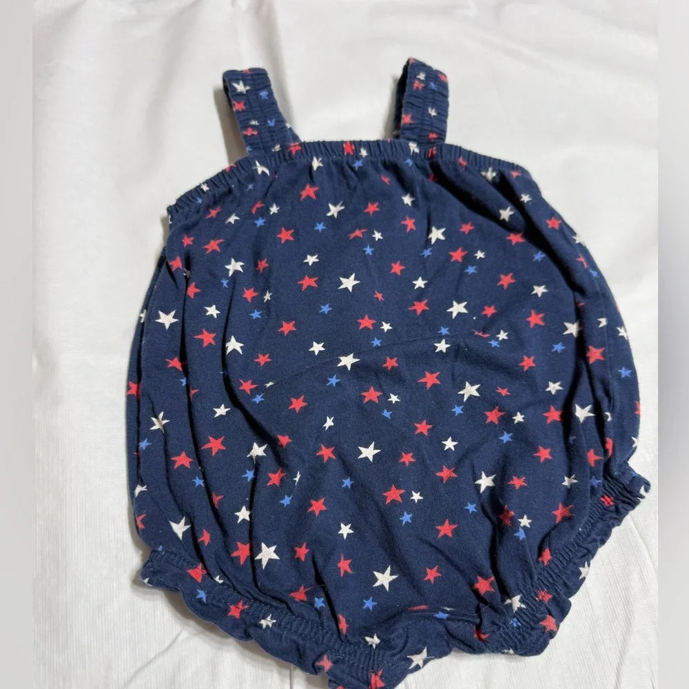Old Navy Baby Girl Blue Patriotic Romper Size 0-3 Months